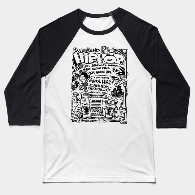 Hip Hop FLyer Baseball T-Shirt by inktheplace2b